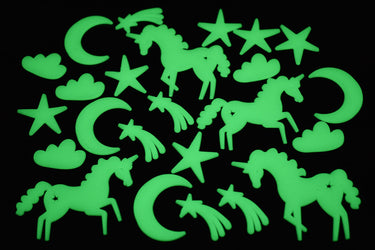 24 Piece Glow in the Dark Unicorns Wall Ceiling Decor
